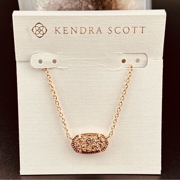 Kendra Scott Elisa Rose Gold Drusy Extended Length Pendant - Picture 4 of 7